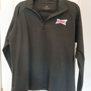 Sonic Embroidered Black Quarter-Zip Pullover XL